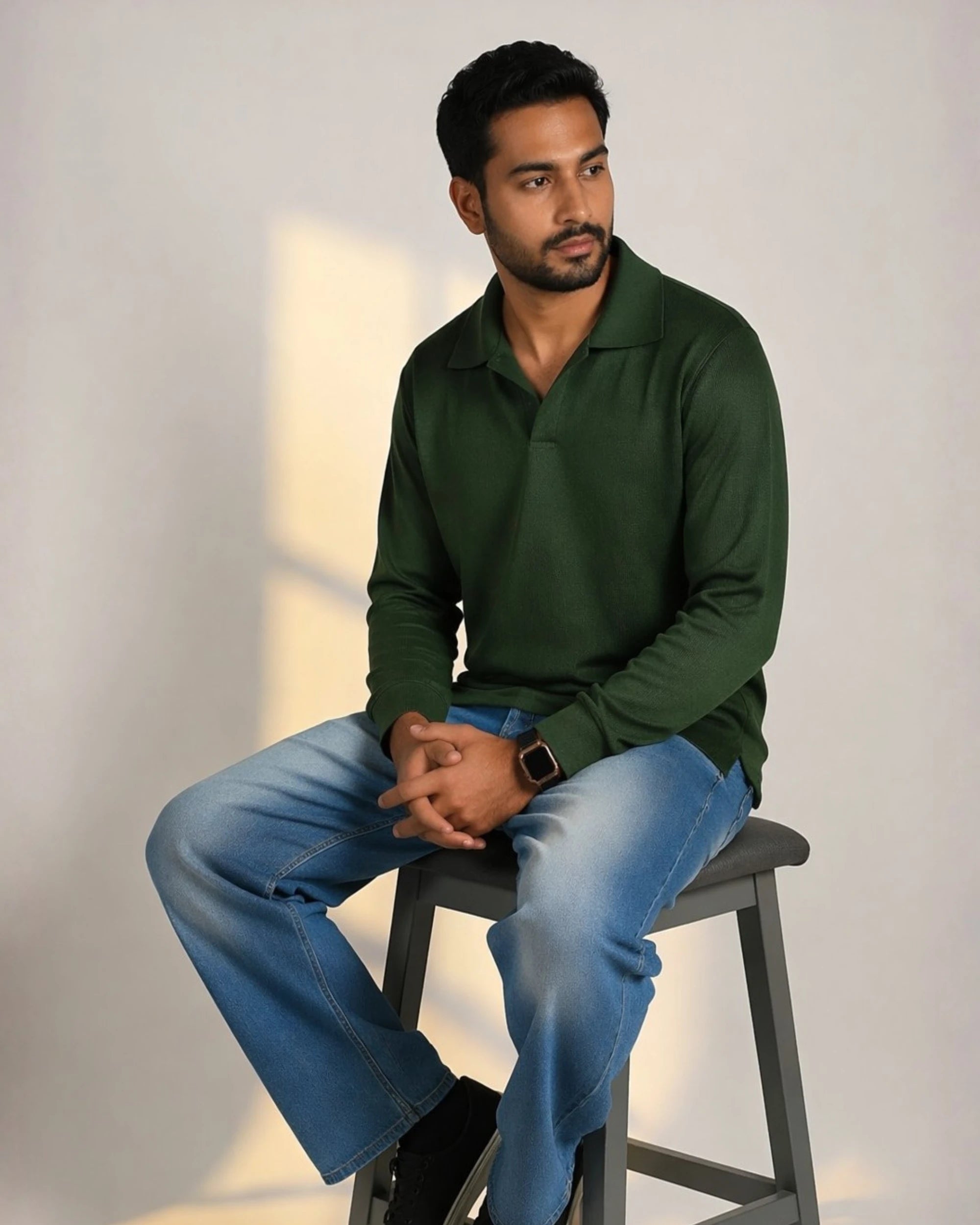 Olive Johny collar polo shirt