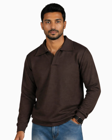 Brown Johny collar polo shirt