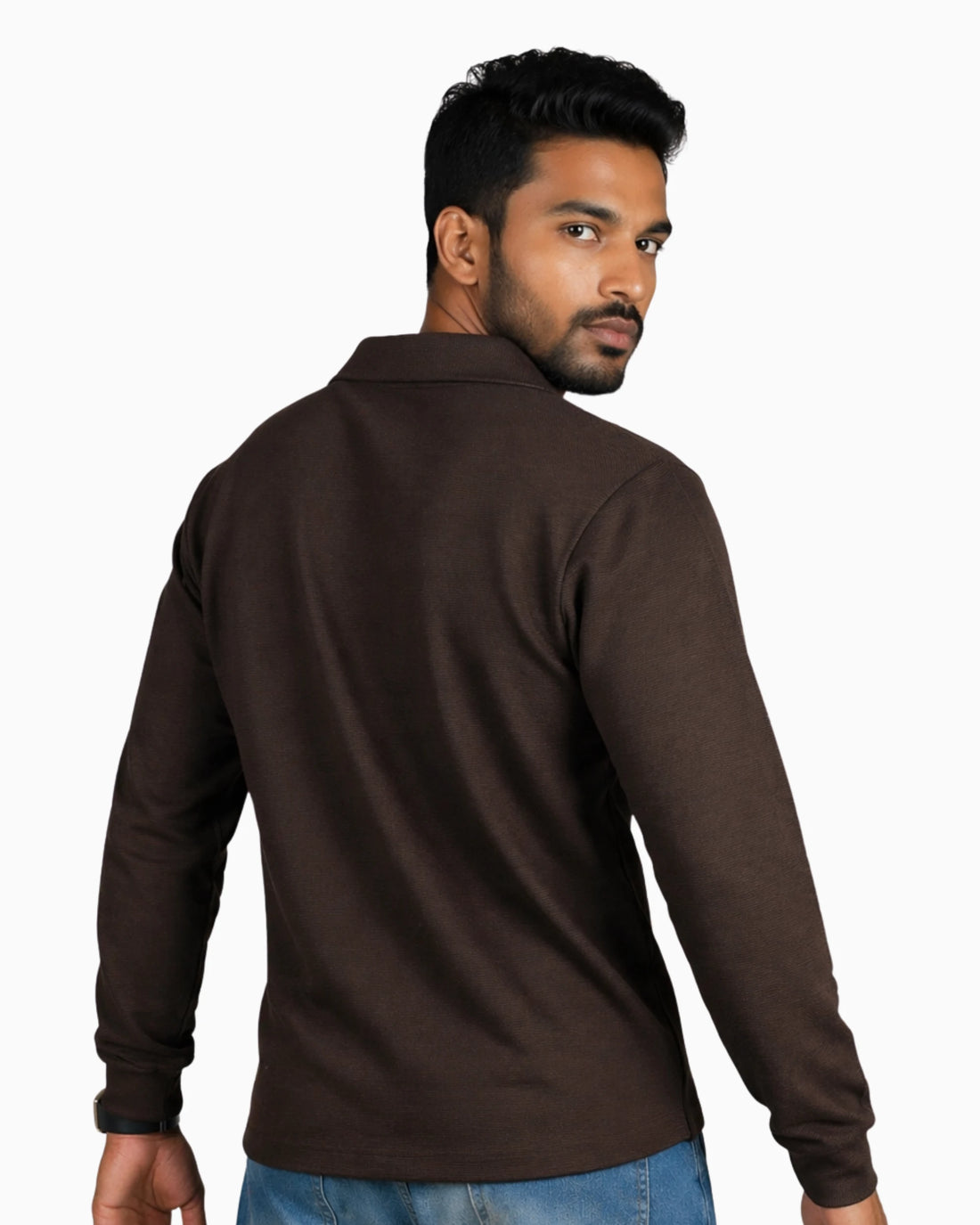 Brown Johny collar polo shirt