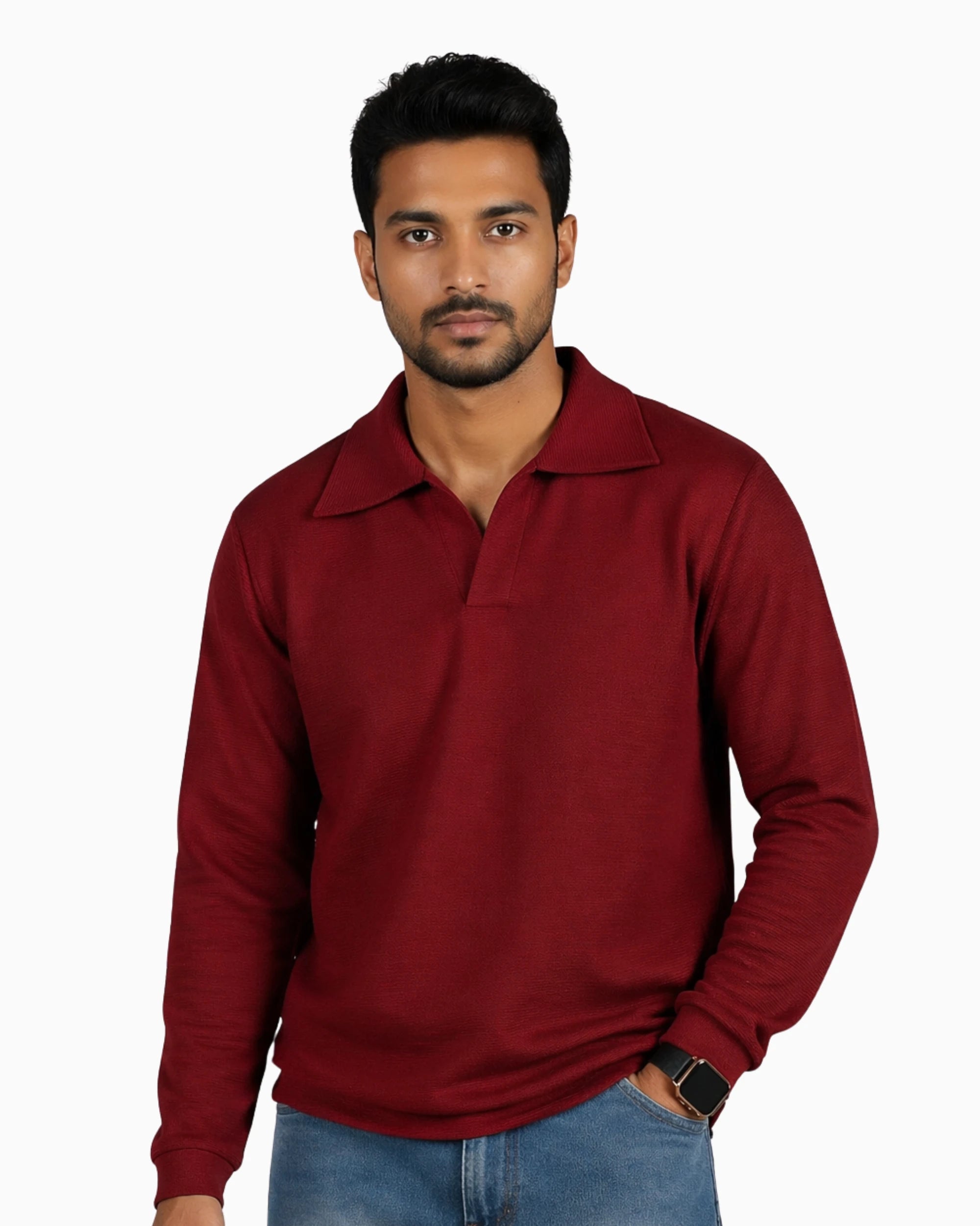 Marron jonhy collar polo shirt