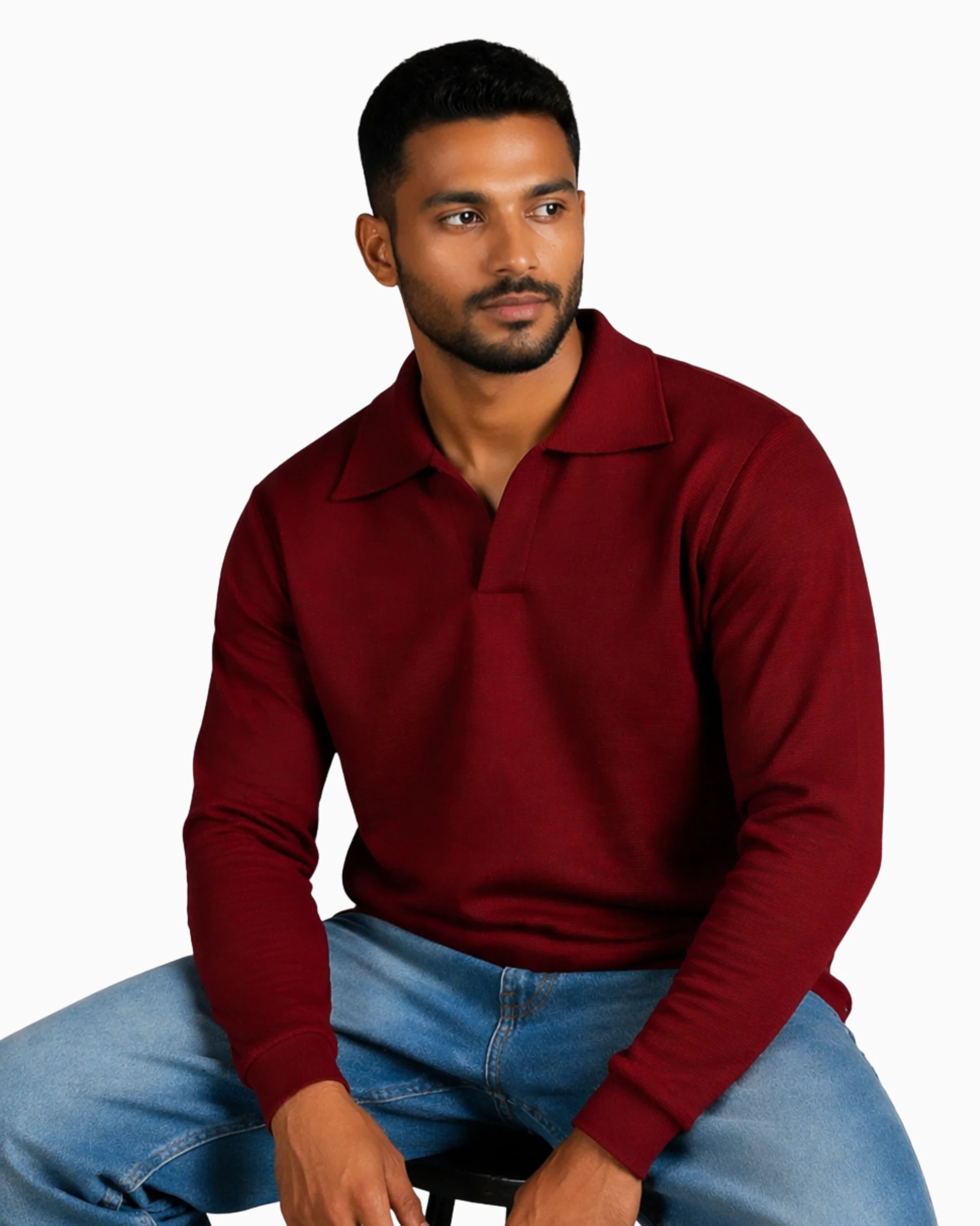 Marron jonhy collar polo shirt