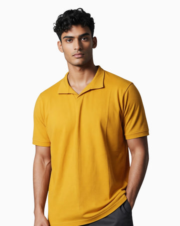 Mustard yellow pique polo T-shirt