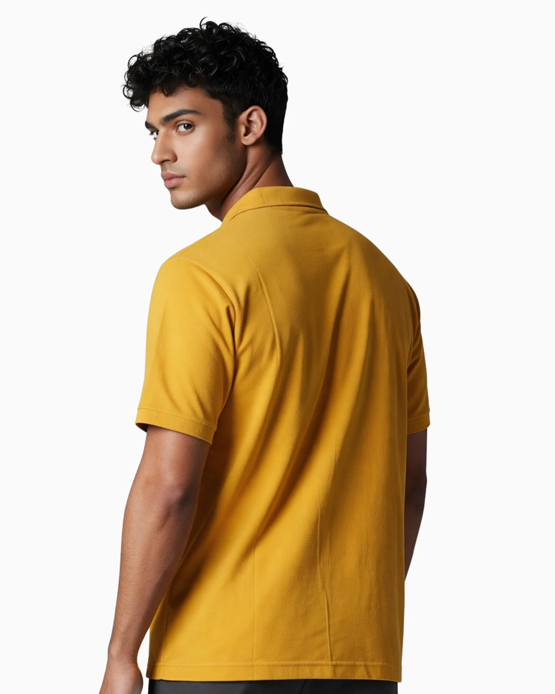 Mustard yellow pique polo T-shirt