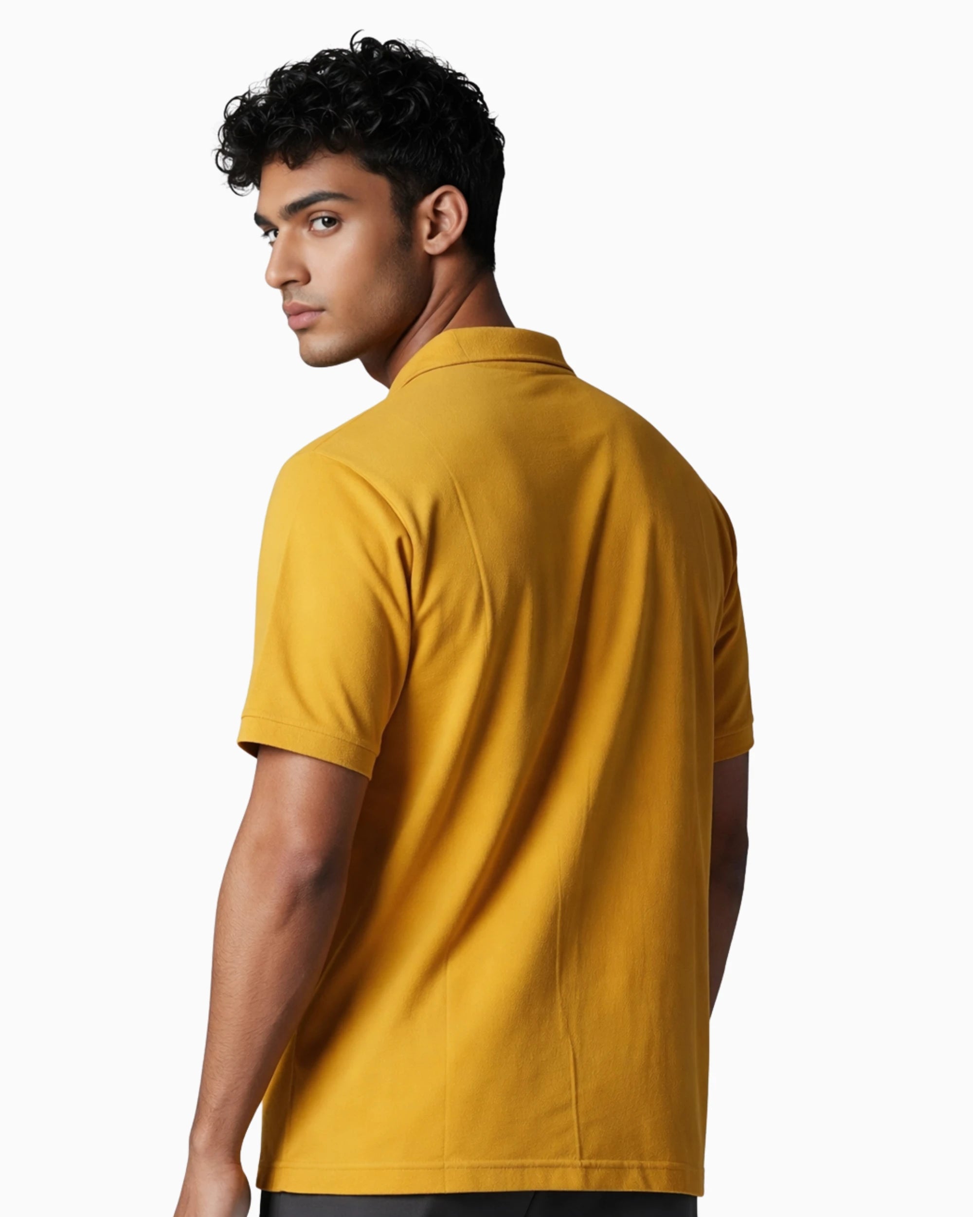 Mustard yellow pique polo T-shirt
