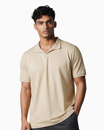 Sand Beige pique polo T-shirt
