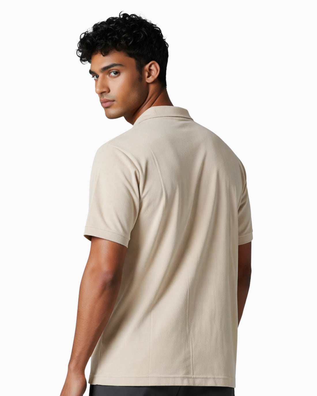 Sand Beige pique polo T-shirt
