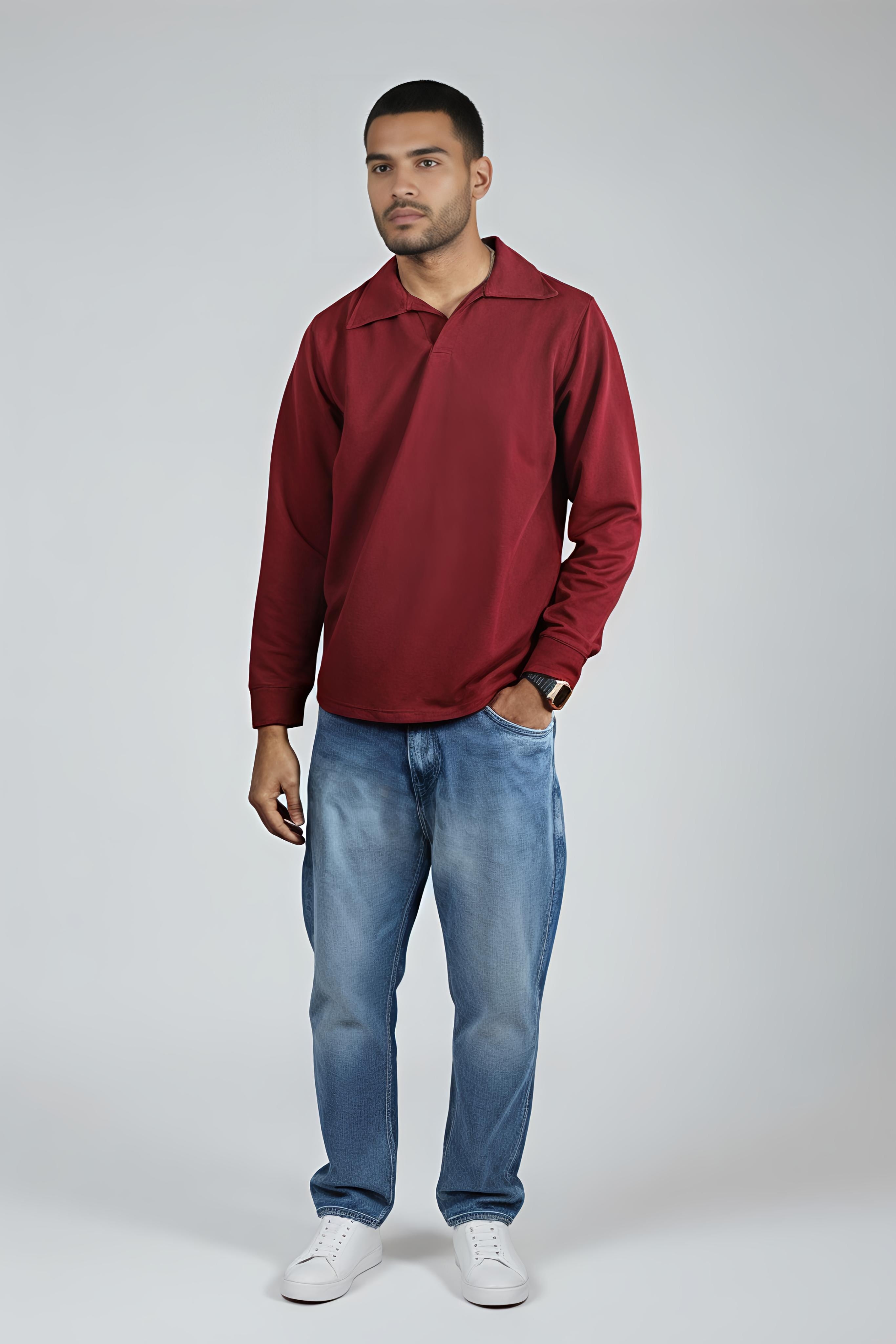 Marron jonhy collar polo shirt