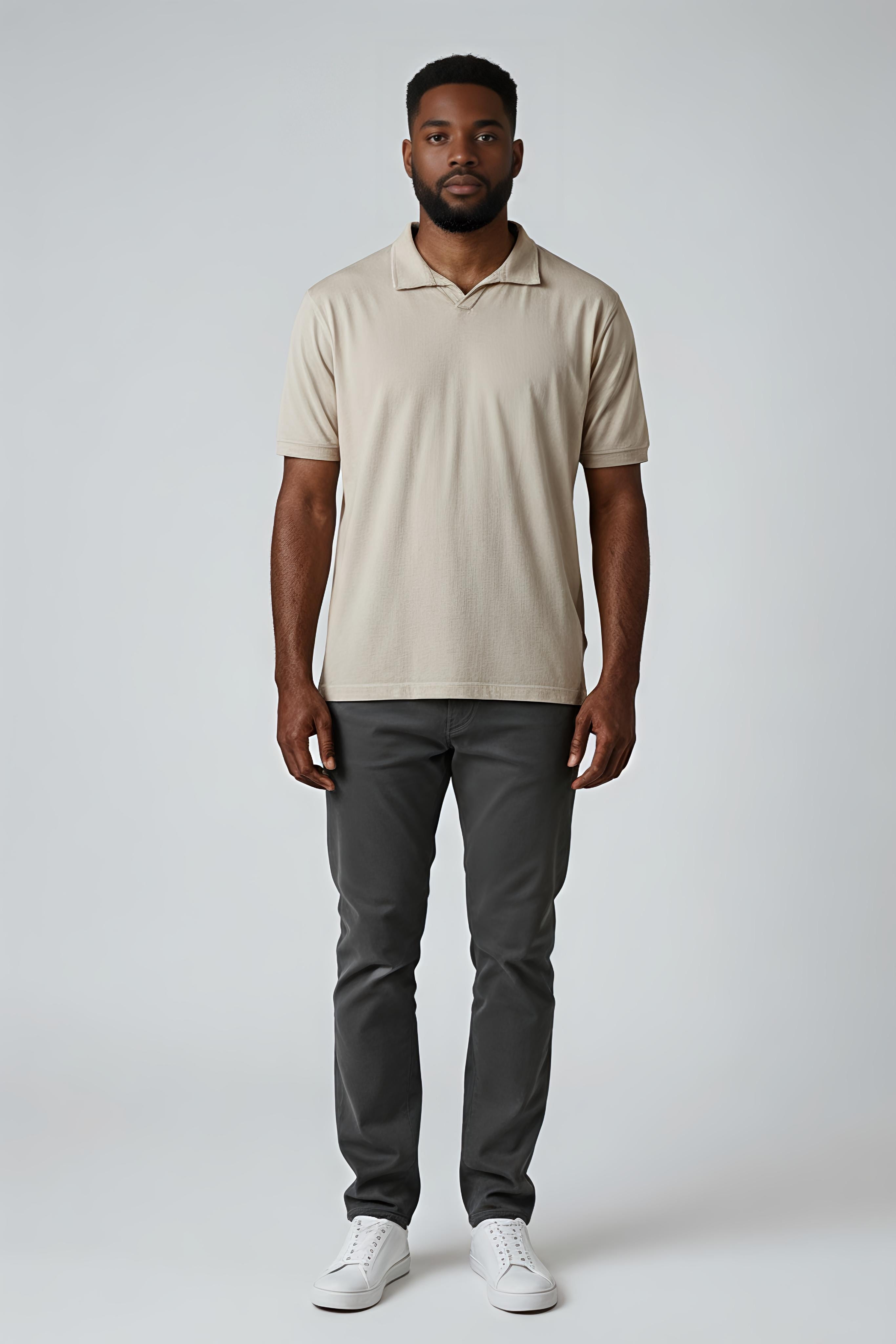Sand Beige pique polo T-shirt