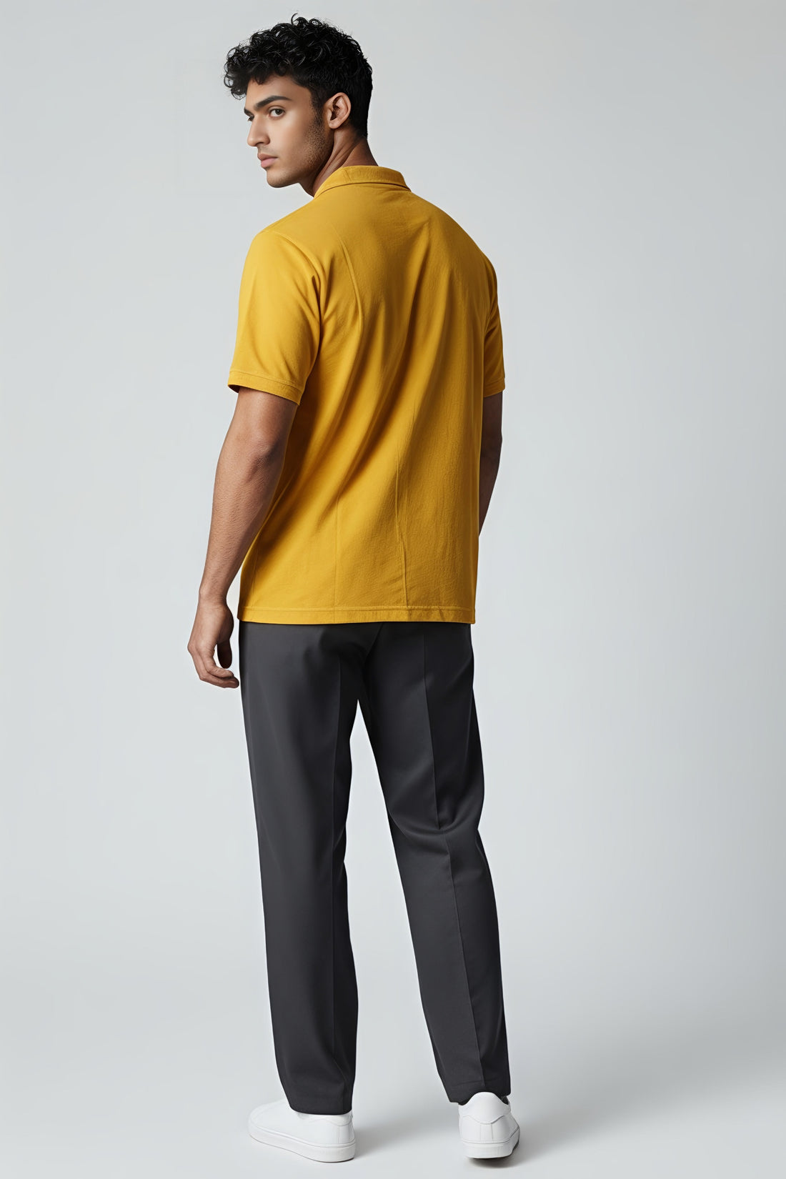 Mustard yellow pique polo T-shirt