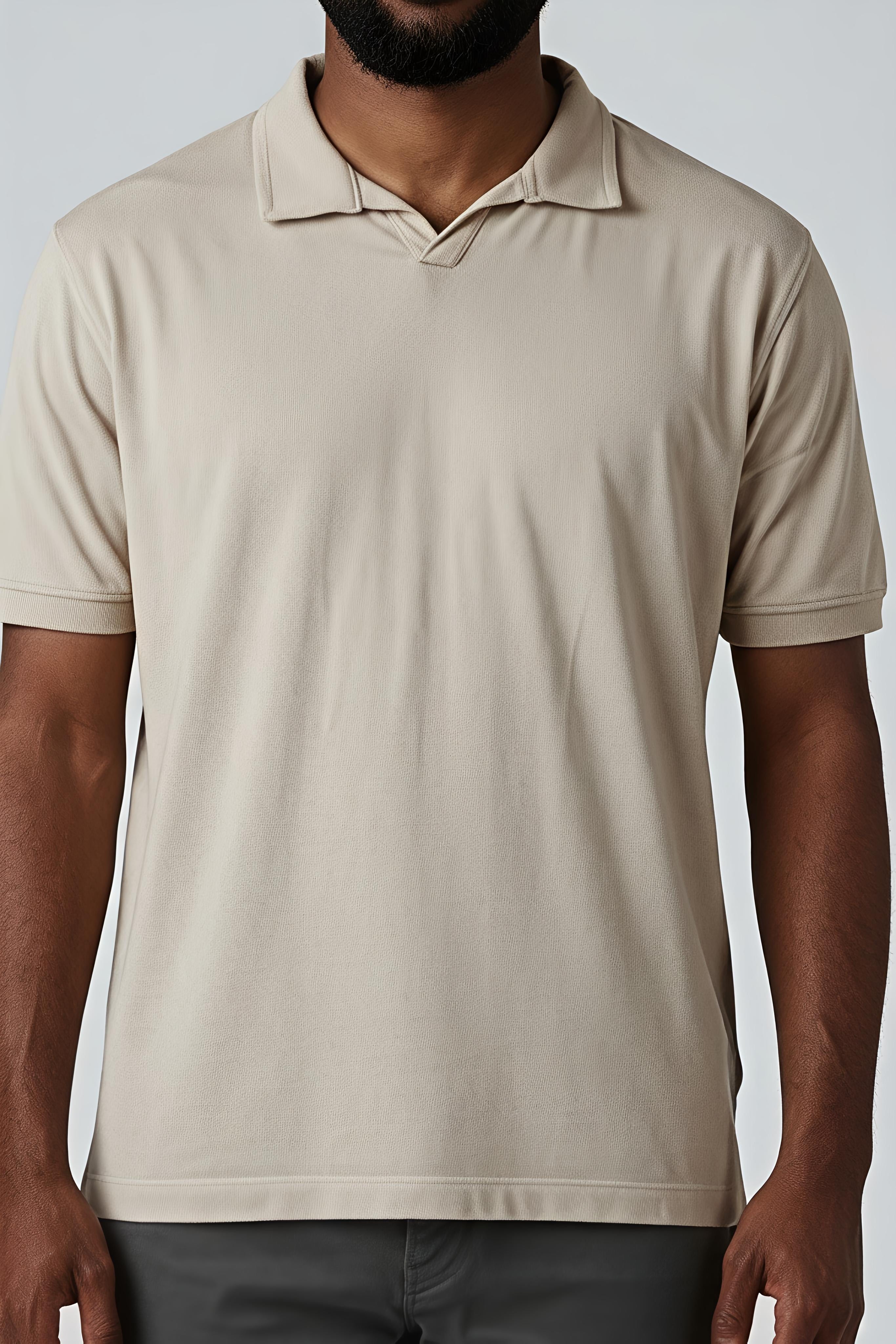 Sand Beige pique polo T-shirt
