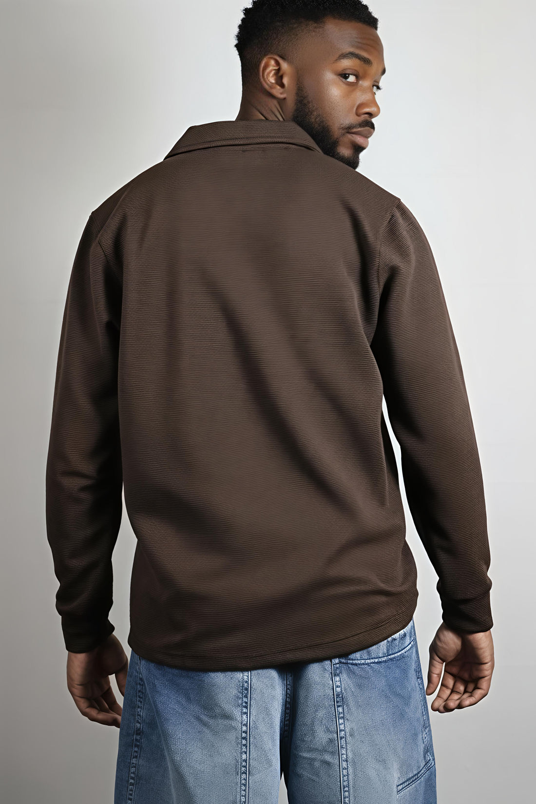 Brown Johny collar polo shirt