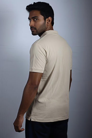 Sand Beige pique polo T-shirt