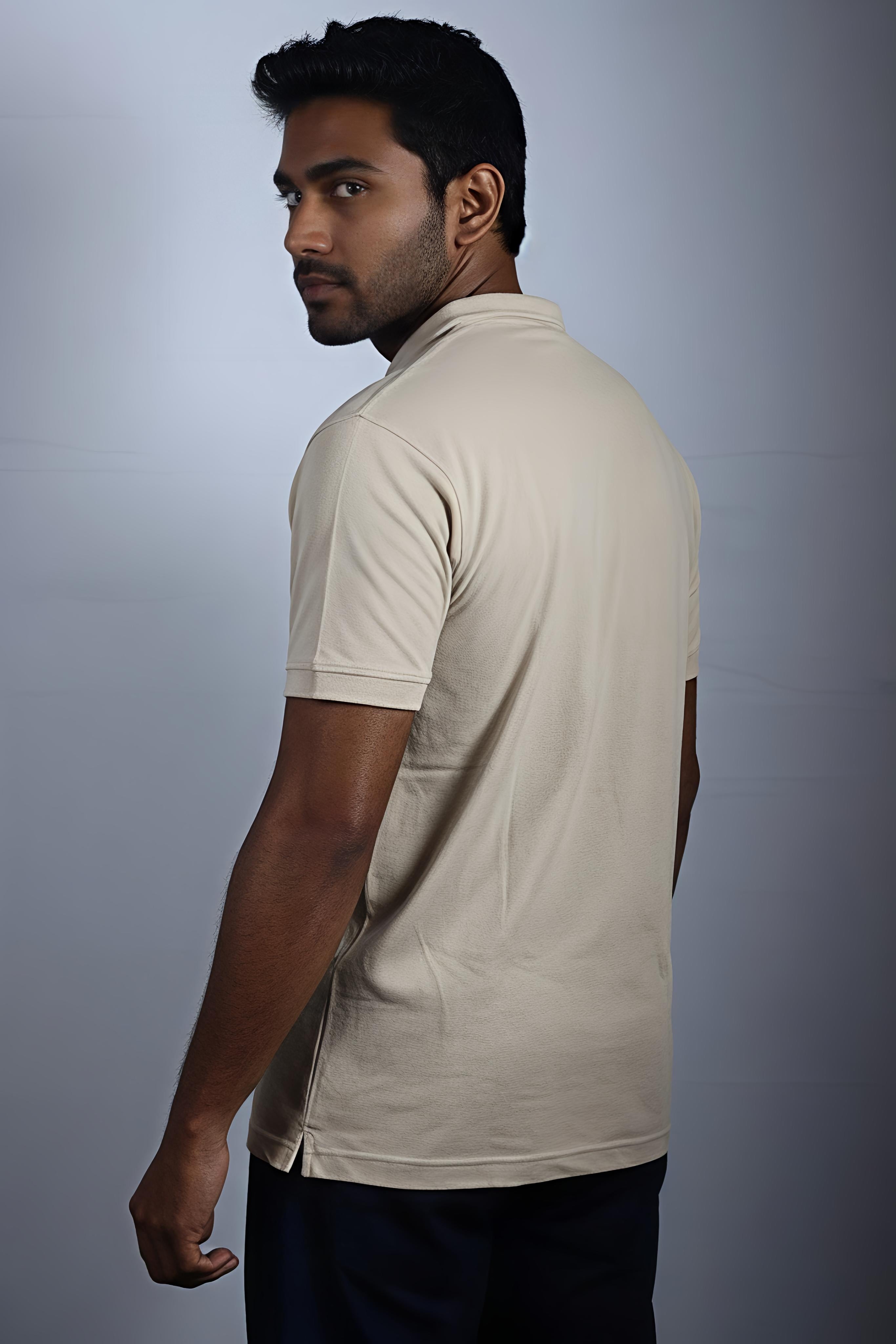 Sand Beige pique polo T-shirt