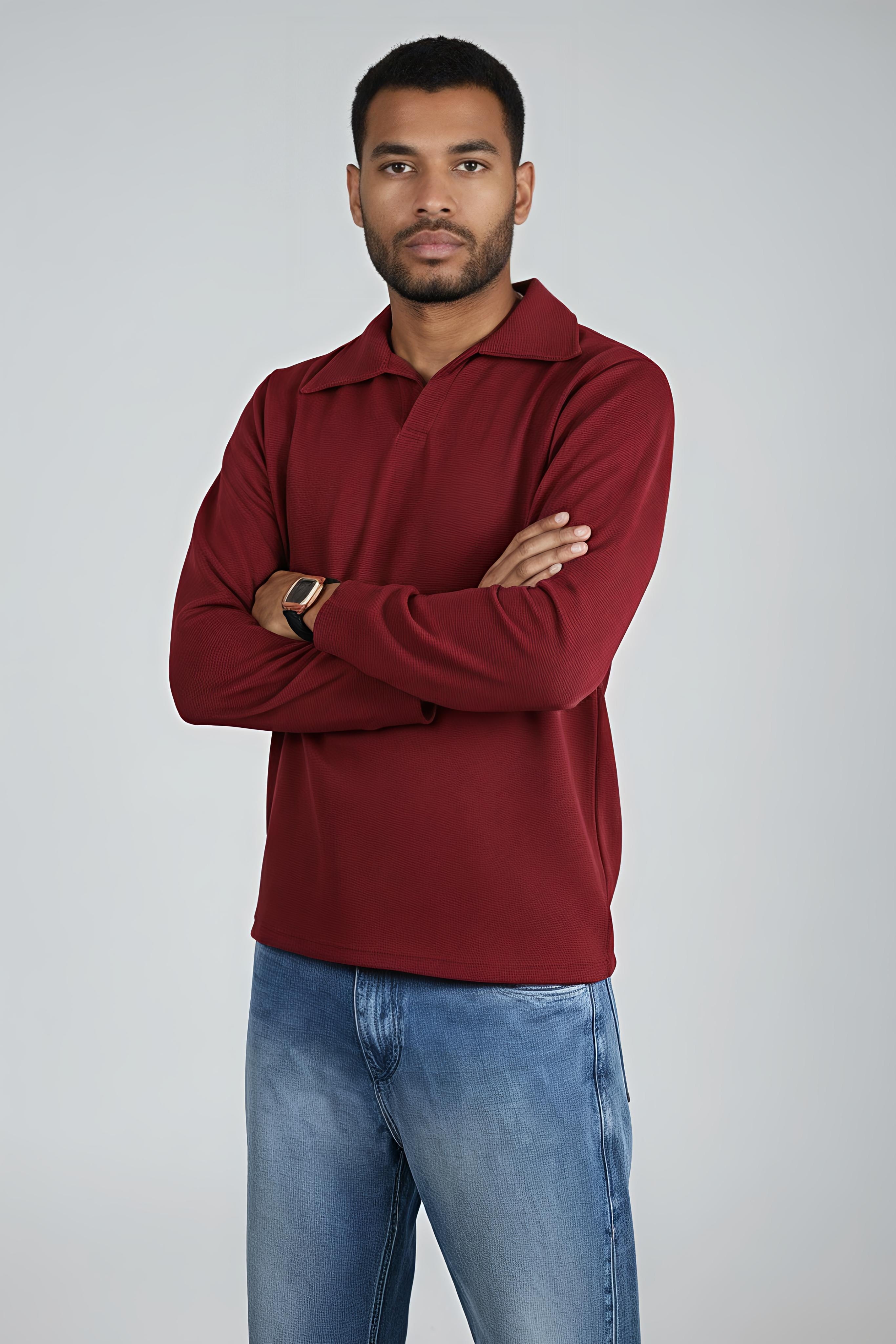 Marron jonhy collar polo shirt